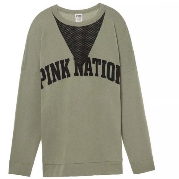 Victoria's Secret Pink Nation Campus Crew Mesh V-Neck Sweatshirt - Picture 4 of 14